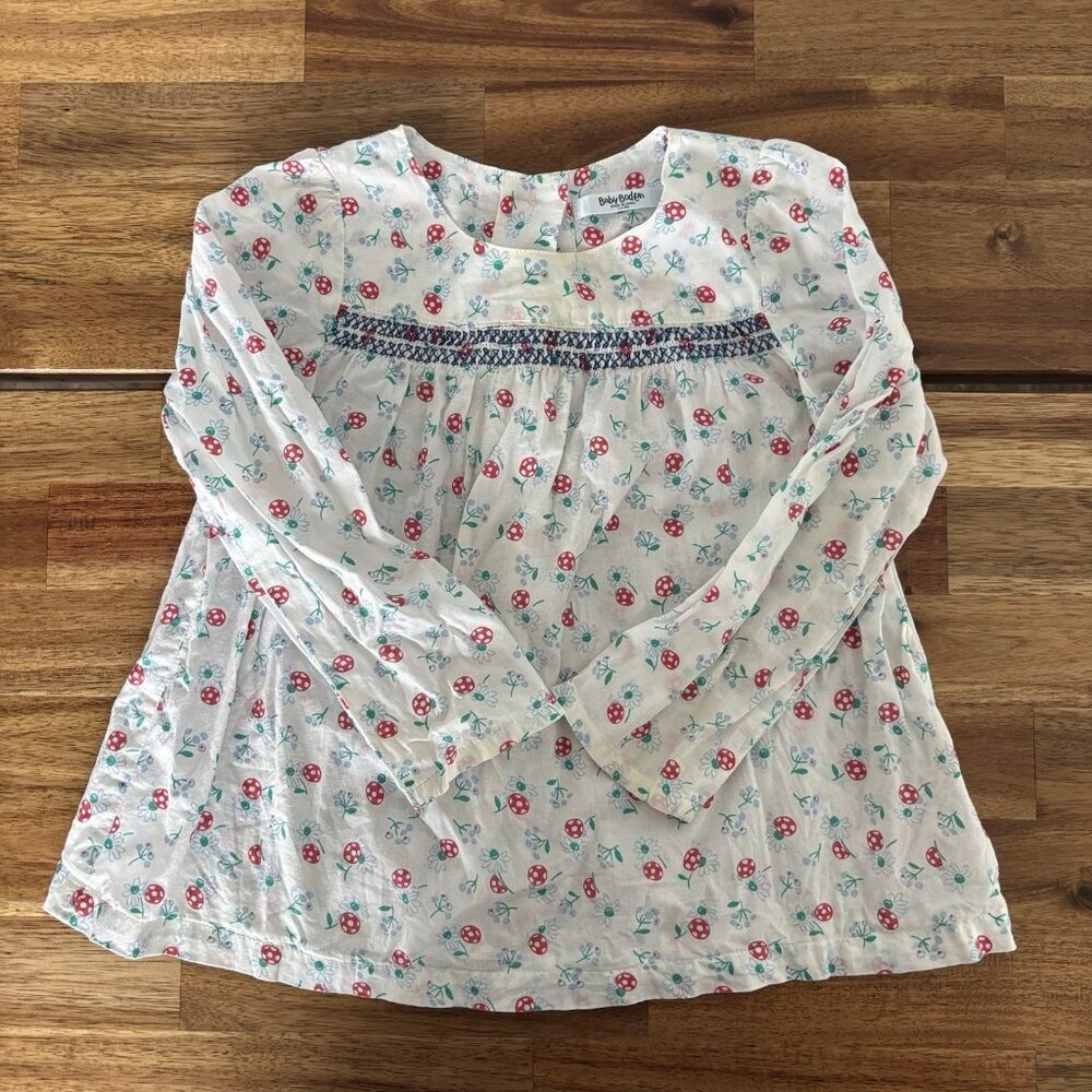 Baby Boden‎ Floral Blouse Size 2-3 Long Sleeve Preppy Whimsical PLAY